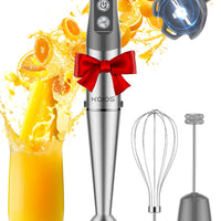 KOIOS Immersion Blender, 1000W Anti-scratch 3-in-1 Hand Blender, Upgraded 12 Speed Stainless Steel Blade Stick Blenders with Turbo Mode, Whisk and Milk Frother, Non-BPA