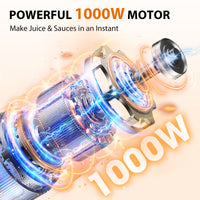 KOIOS Immersion Blender, 1000W Anti-scratch 3-in-1 Hand Blender, Upgraded 12 Speed Stainless Steel Blade Stick Blenders with Turbo Mode, Whisk and Milk Frother, Non-BPA