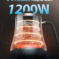 Gooseneck Electric Kettle with Temperature Control, 27oz/0.8L Fast Heat Electric Kettle for Pour Over Coffee/Tea, Auto Shut Off & Boil-Dry Protection, 4hrs Keep Warm, Stainless Steel Inner,Matte Black