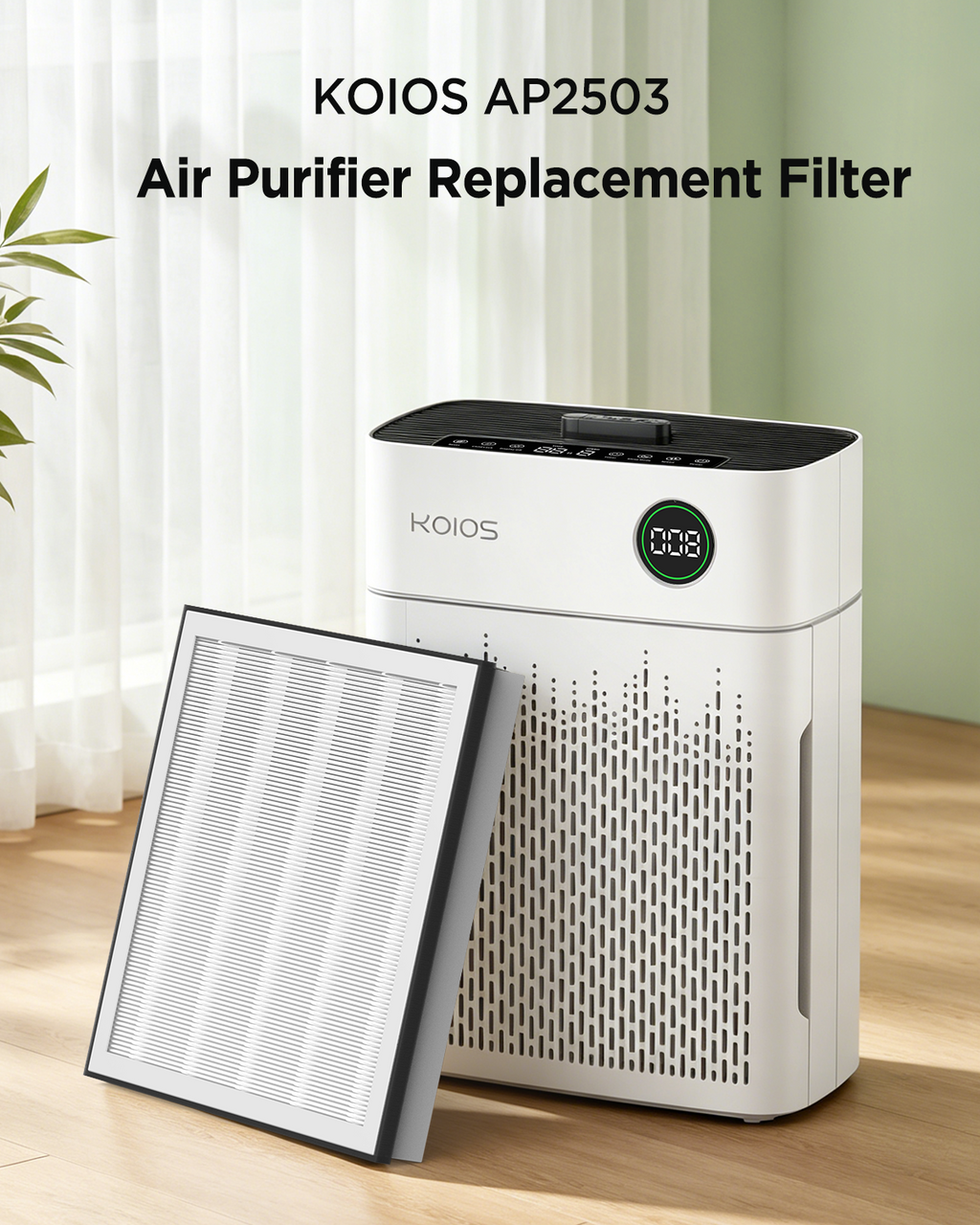 1Pack AP2503 Replacement Filter for KOIOS AP2503 Air Purifier, 3-in-1 H13 True HEPA and Activated Carbon Replacement Filter for Home Large Room, Pet Hair, Smoke, Dust, Pollen, AP2503, White