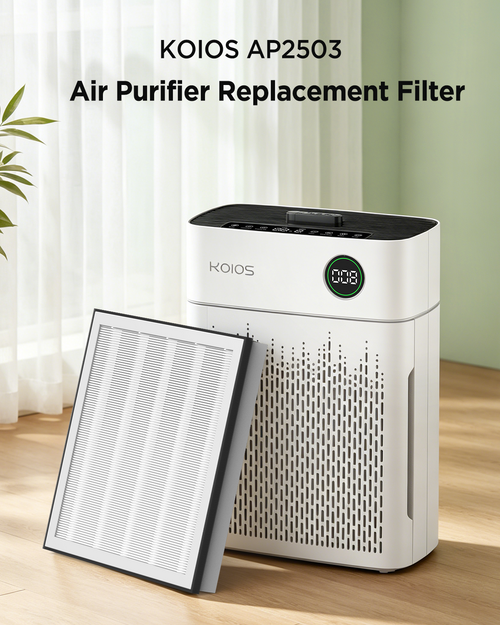 1Pack AP2503 Replacement Filter for KOIOS AP2503 Air Purifier, 3-in-1 H13 True HEPA and Activated Carbon Replacement Filter for Home Large Room, Pet Hair, Smoke, Dust, Pollen, AP2503, White