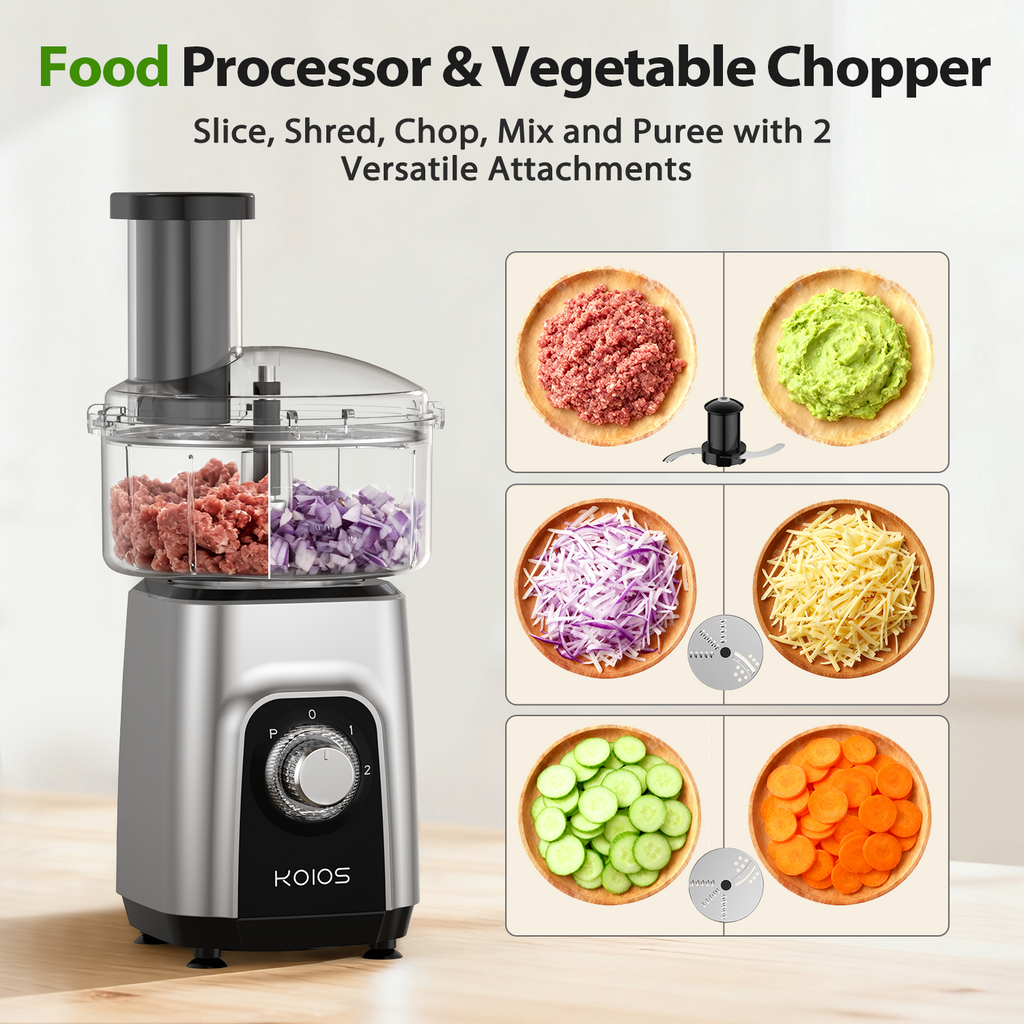 KOIOS Blender/Food Processor Combo Max 1000W, 4 in 1 34oz Pitcher, 22oz Travel Cup, Meat Grinder & Vegetable Chopper, Spice Grinder,BPA Free -All-in-One Kitchen System, Dishwasher Safe
