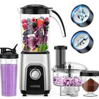 KOIOS Blender/Food Processor Combo Max 1000W, 4-in-1 Smoothie Blender & Food Chopper Meat Grinder , 34oz & 22oz BPA-Free Cups, Personal Blender for Smoothies, Purees, Salsas & Meat