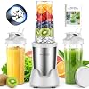 KOIOS BL319B Personal Blender | 22,000 RPM + 3×22oz To-Go Cups (White)