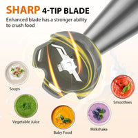 KOIOS Immersion Blender, 1000W Anti-scratch 3-in-1 Hand Blender, Upgraded 12 Speed Stainless Steel Blade Stick Blenders with Turbo Mode, Whisk and Milk Frother, Non-BPA