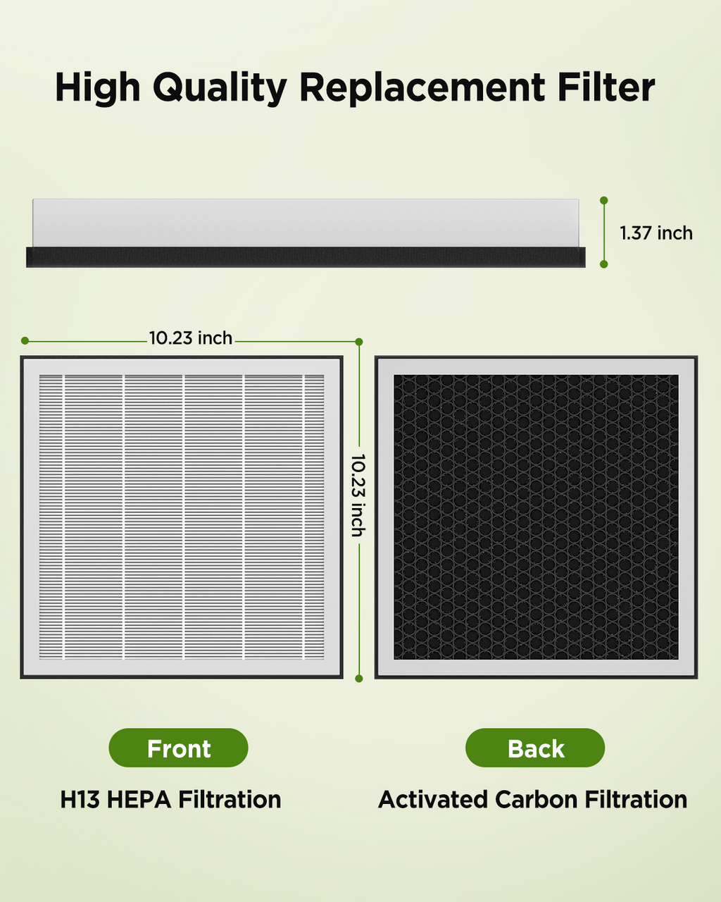 1Pack AP2503 Replacement Filter for KOIOS AP2503 Air Purifier, 3-in-1 H13 True HEPA and Activated Carbon Replacement Filter for Home Large Room, Pet Hair, Smoke, Dust, Pollen, AP2503, White