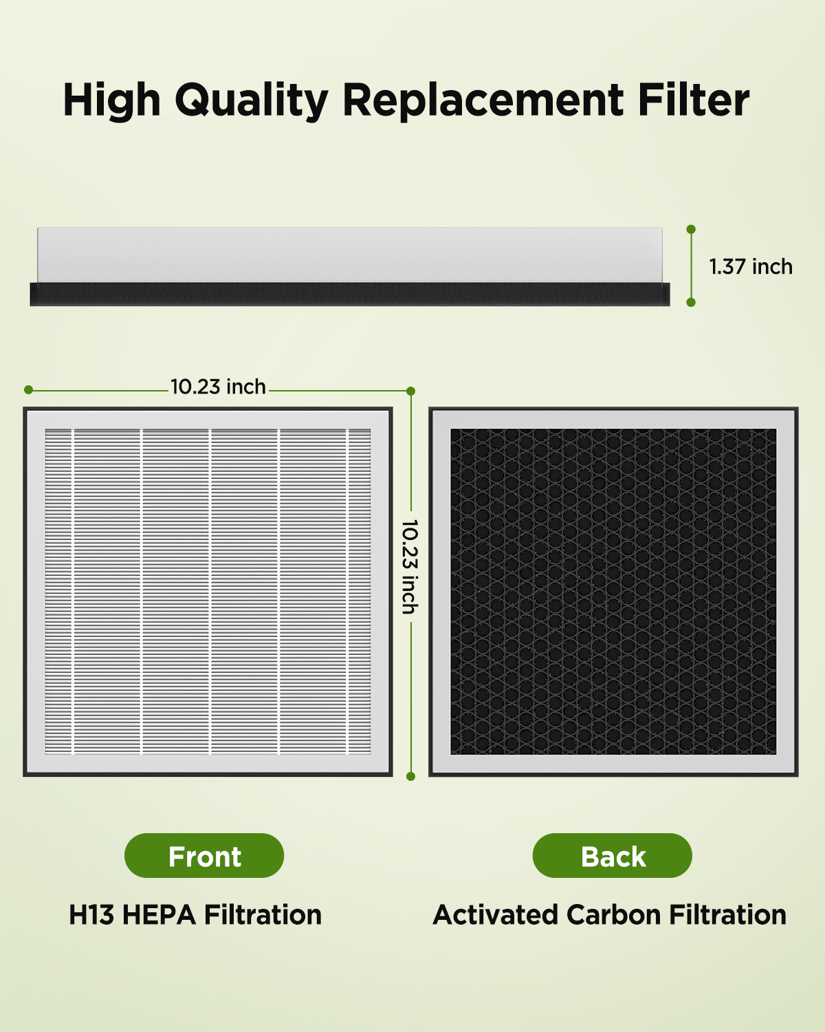 1Pack AP2503 Replacement Filter for KOIOS AP2503 Air Purifier, 3-in-1 H13 True HEPA and Activated Carbon Replacement Filter for Home Large Room, Pet Hair, Smoke, Dust, Pollen, AP2503, White