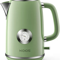 Electric Kettle 1.8L with Temperature Gauge, 1500W Fast Boiling Electric Tea Kettle, 100% Stainless Steel Retro-Style Hot Water Kettle Electric - Glowing LED Light, Auto Shut-Off & Boil-Dry Protection