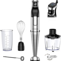 KOIOS Immersion Blender Handheld - Trigger Variable Speed 5-in-1 Immersion Hand Blender 1100W, Anti-Scratch Stainless Steel Shaft, Chopper & Milk Frother, Non-BPA for Soup, Baby Food and Smoothies