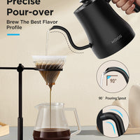 Gooseneck Electric Kettle with Temperature Control, 27oz/0.8L Fast Heat Electric Kettle for Pour Over Coffee/Tea, Auto Shut Off & Boil-Dry Protection, 4hrs Keep Warm, Stainless Steel Inner,Matte Black