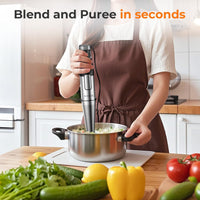 KOIOS Immersion Blender Handheld - Trigger Variable Speed 5-in-1 Immersion Hand Blender 1100W, Anti-Scratch Stainless Steel Shaft, Chopper & Milk Frother, Non-BPA for Soup, Baby Food and Smoothies