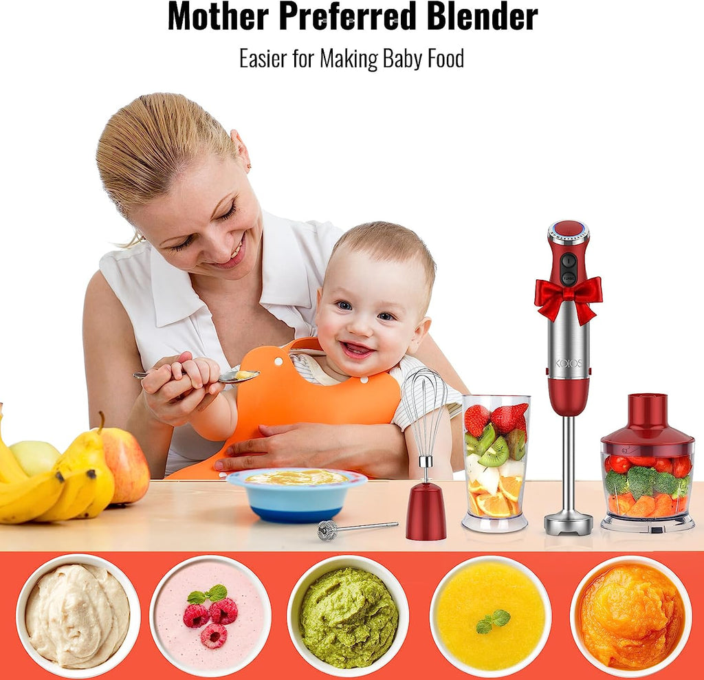 6-In-1 Immersion Blender Handheld 1000W 20-Speed & Turbo Mode Scratch  Resistance