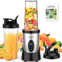 KOIOS Smoothie Blender, 900W Personal Blender for Shakes and Smoothies for Kitchen with 2 No-BPA 22oz Portable Cups, Single Serve Smoothies Maker Mixer for Juices, Nutritious Recipe (Grey Blue)