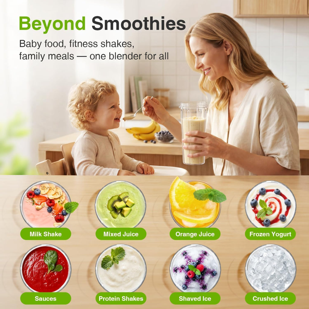 KOIOS BL319B | 22,000 RPM Smoothie Blender + 3 To-Go Cups