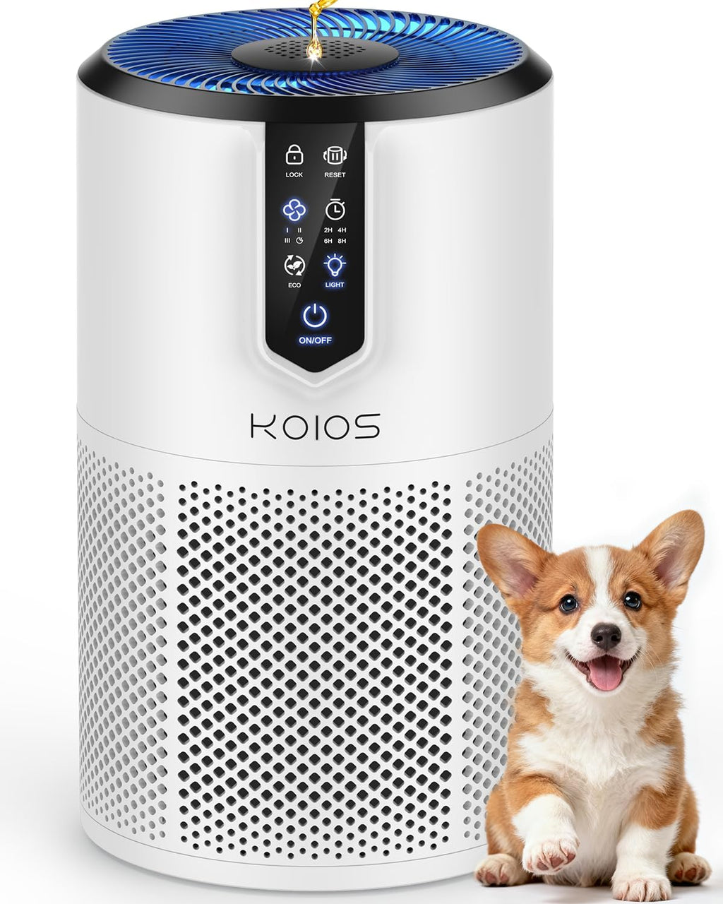 Air Purifiers for Bedroom, KOIOS H13 HEPA Air Purifiers for Home Pets, 15dB Quiet Air Cleaner for Office, Pets Dander, Odors, Smoke, With Eco Mode, Fragrance Sponge, Night Light C150-White