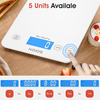 KOIOS Kitchen Scale, 33lb/15kg Digital Food Scales Weight in Grams and Ounces for Cooking Baking, 1g/0.1oz Precise Graduation, Batteries and Type-C Charging, Tare Function, LCD Display