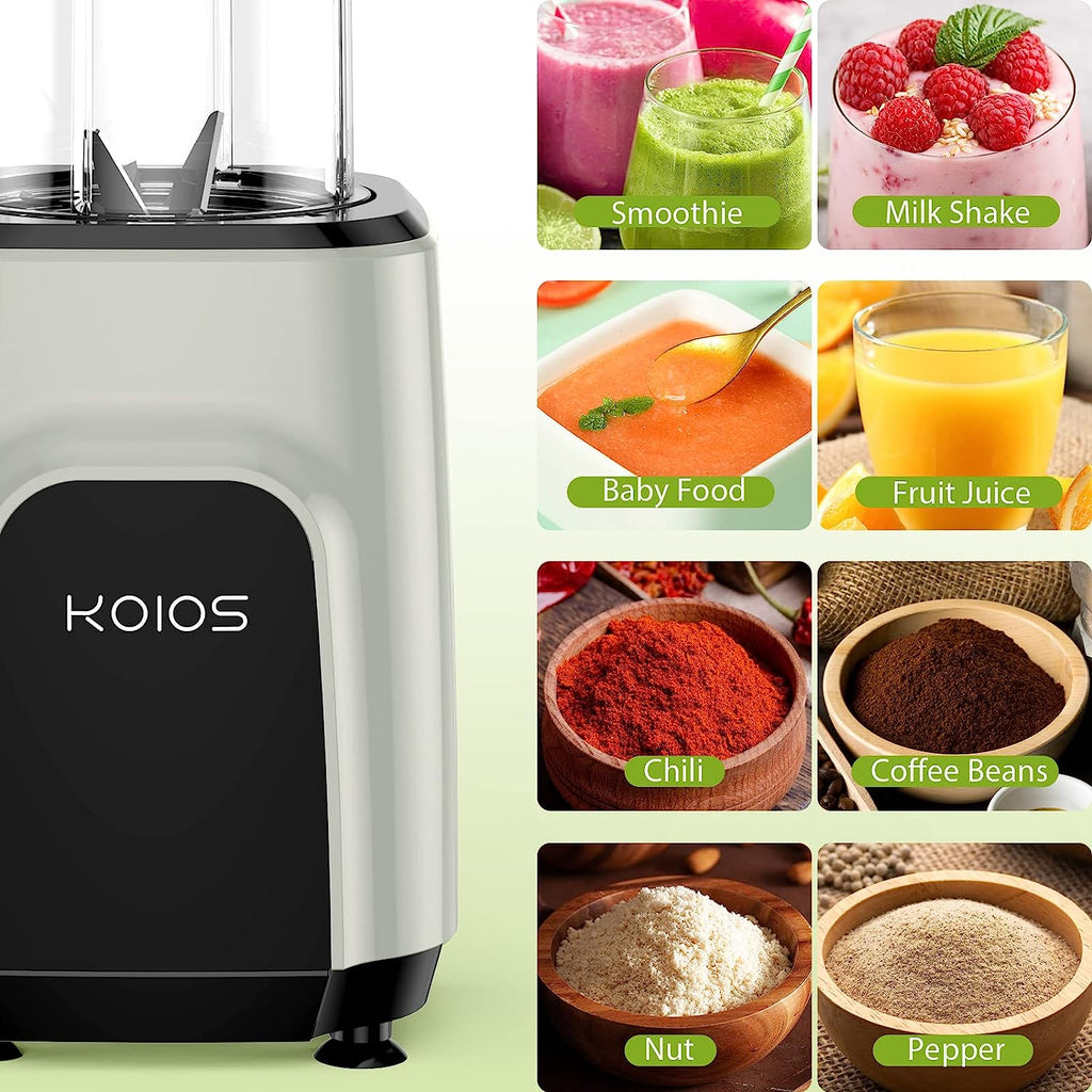 KOIOS 900W Smoothie Blender, Personal Blender for Shakes and Smoothies with  2 BPA-Free 22 oz Portable Blender Bottles and To-Go Lids, Single Serve