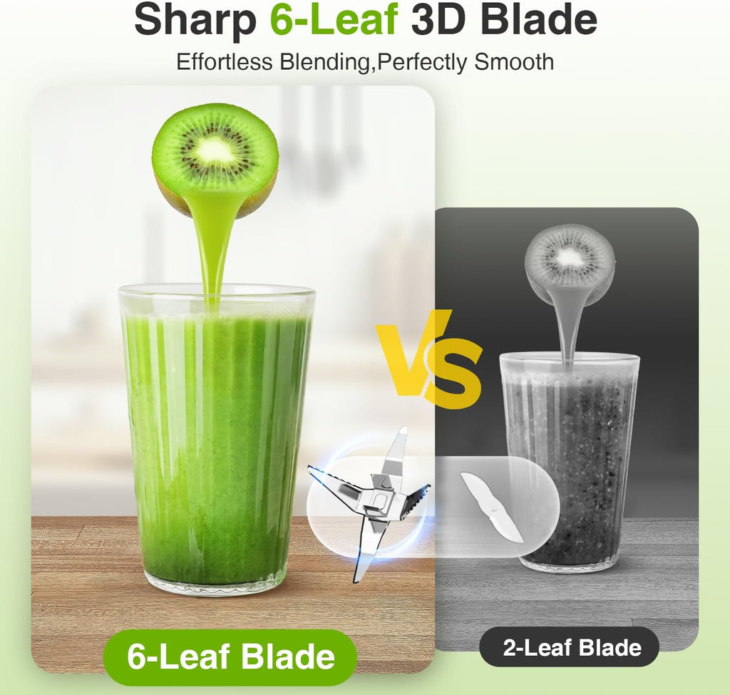 KOIOS Blender for Smoothies,Personal Blender for Shakes and Smoothies with 3 * 22oz To-Go Cups,22000 RPM Smoothie Maker,Detachable 6-leaf Blade Portable Blenders for kitchen,Nutritious