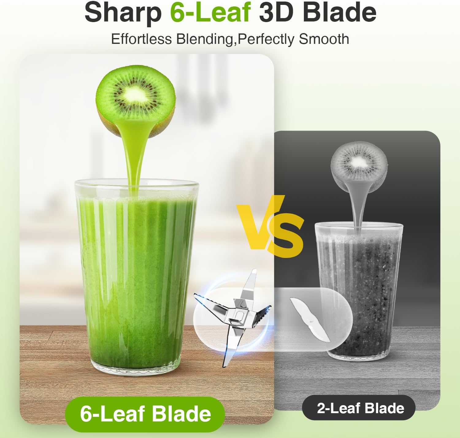 KOIOS Blender for Smoothies,Personal Blender for Shakes and Smoothies with 3 * 22oz To-Go Cups,22000 RPM Smoothie Maker,Detachable 6-leaf Blade Portable Blenders for kitchen,Nutritious