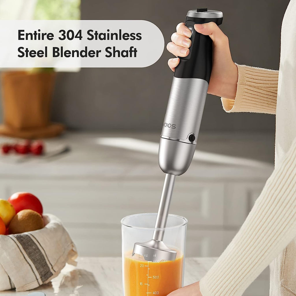 3- in-1 Immersion Hand Blender, Powerful 1000W Stainless Steel Stick Blender, 4 Sharpe Blades with Whisk, Milk Frother Attachments