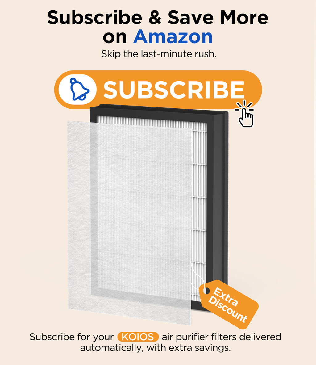 2 Pack KOIOS K03 Air Purifier Replacement Filter, 3-in-1 HEPA with Washable Pre-Filter & Upgraded Activated Carbon, Fit 2400sq.ft Large Room Hepa Air Purifier for Home Pets & Families