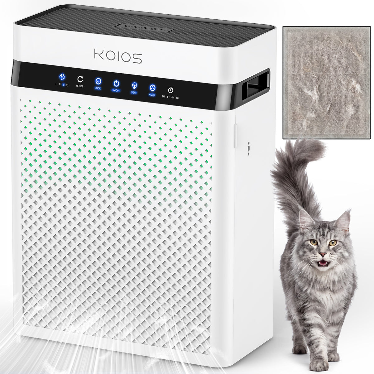 KOIOS H13 True HEPA Air Purifier for Home Pets Large Room 2400 Sq Ft