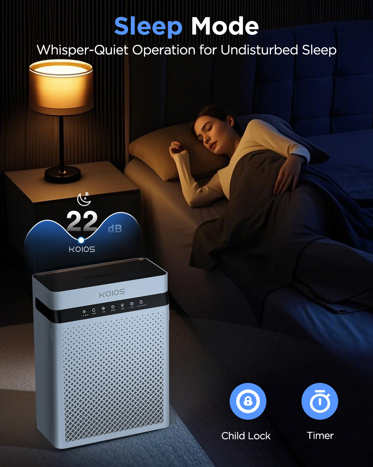 KOIOS Air Purifiers for Home Large Room up to 2400sq.ft, Air Purifier for Home Pets with Washable HEPA Filter, Air Quality Sensor & Aromatherapy, Air Cleaner for Bedroom, Dorm, Office