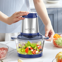 KOIOS Food Processor, 500W Electric Food Chopper with 2 Bowls (8 Cup+8 Cup) & 2 Bi-Level Blades&, Small Electric Grinder Meat Processor for Nuts, Meat, Onion, Garlic, Baby Food