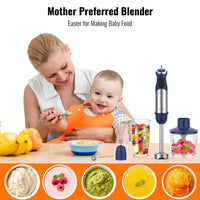 KOIOS 5-in-1 Hand Immersion Blender, 12 Speed Adjustable Emulsifier Handheld Blender, 1000W Copper Motor Stainless Steel Blade Hand Mixer with attachments, Blue