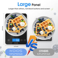 KOIOS Food Scale, 33lb/15kg Digital Kitchen Scale Weight in Grams and Ounces for Cooking Baking, 1g/0.1oz Precise Graduation, Batteries and Type-C Charging, Tare Function, LCD Display, Black