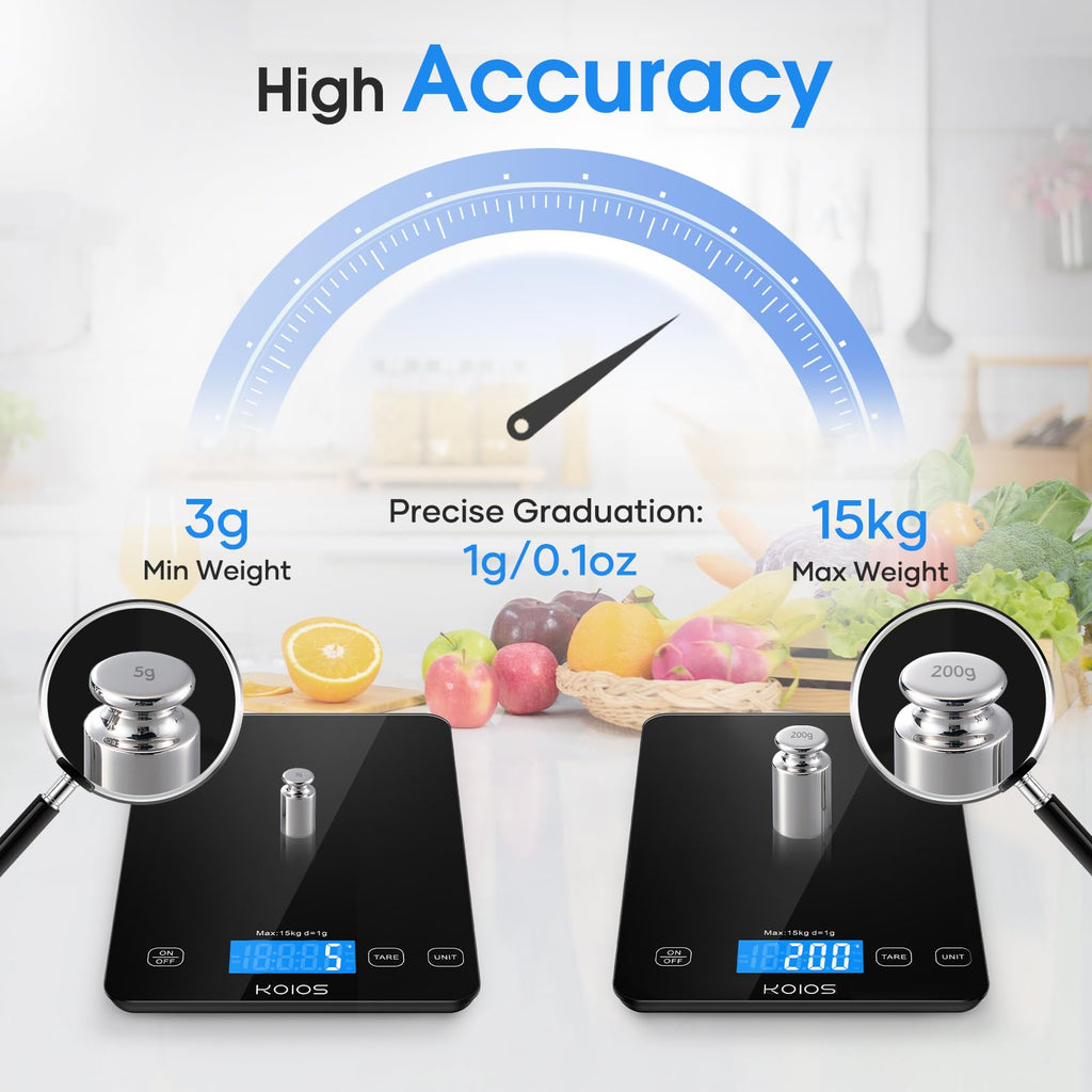 KOIOS K7H Black Scale | 33lb Precise 1g Tare + Type-C