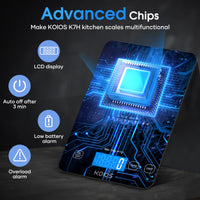 KOIOS Food Scale, 33lb/15kg Digital Kitchen Scale Weight in Grams and Ounces for Cooking Baking, 1g/0.1oz Precise Graduation, Batteries and Type-C Charging, Tare Function, LCD Display, Black