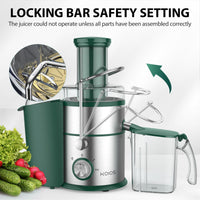 1300W KOIOS Centrifugal Juicer Machines, Juice Extractor with Extra Large 3inch Feed Chute, Full Copper Motor, Titanium-Plated Filter, High Juice Yield, 3 Speeds Mode, Brush included, Non-BPA, Green