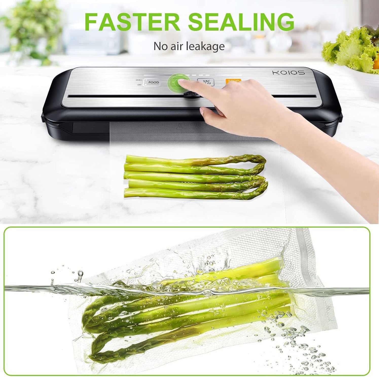 KOIOS VS6621 86Kpa Vacuum Sealer with Cutter, Dry & Moist Modes KOIOS