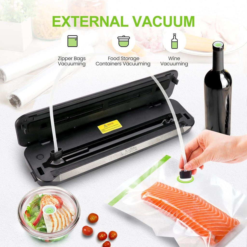  KOIOS Vacuum Sealer Machine, Automatic Food Sealer with Cutter,  Dry & Moist Modes, Compact Design Powerful Suction Air Sealing System with  10 Sealing Bags & Air Suction Hose: Home & Kitchen