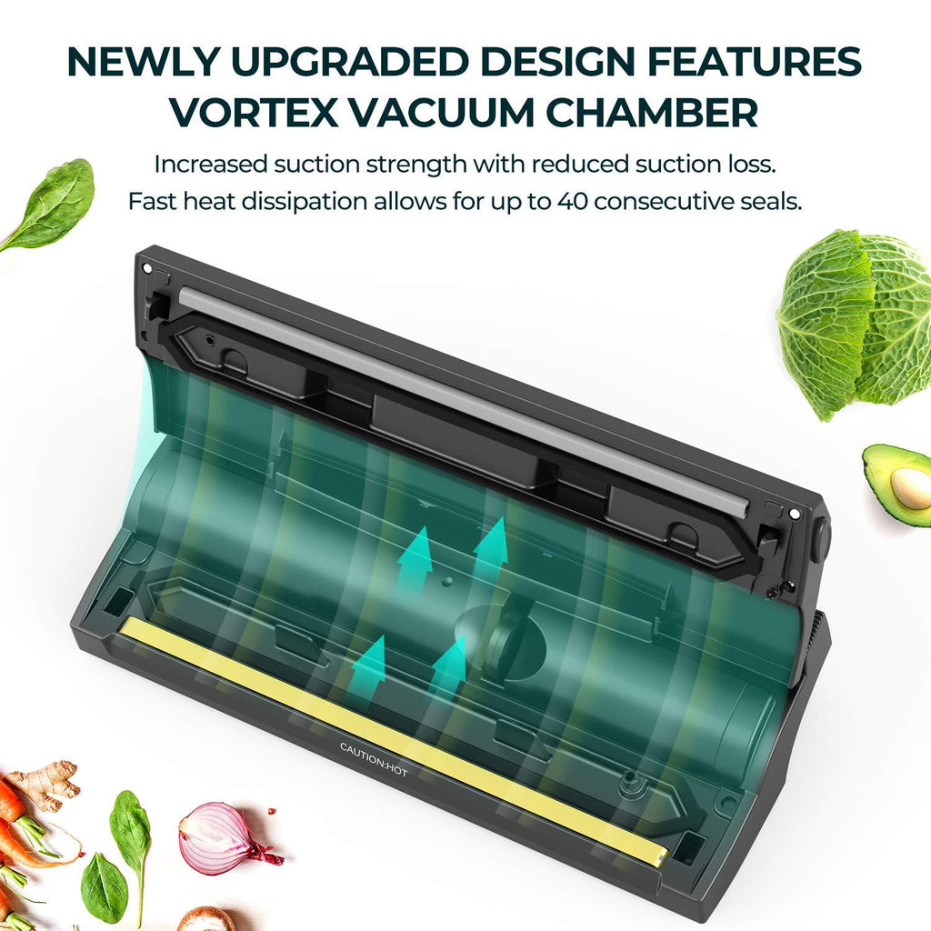  Vacuum Sealer Machine, KOIOS Automatic Food Sealer with Cutter,  Dry & Moist Modes, Compact Design Powerful Suction Air Sealing System with  10 Sealing Bags & Air Suction Hose: Home & Kitchen