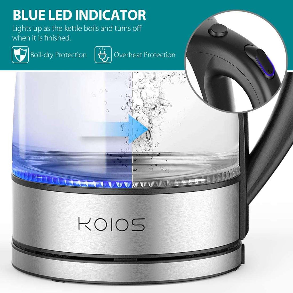 KOIOS 1.8L Electric Kettle, 1500W Borosilicate Glass Tea Kettle freeshipping - KOIOS Official Website